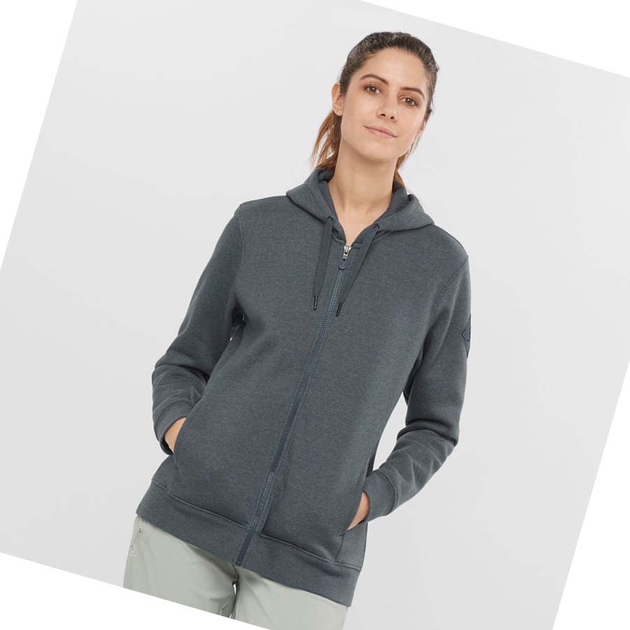 Salomon ESSENTIAL WARM SALOMON Kadın Kapüşonlu Sweatshirt Gri | TR 2515JPQ